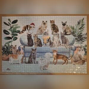 1000 Piece Professor Puzzle 'The Cats' (Puzzle with Sofa and Plants)